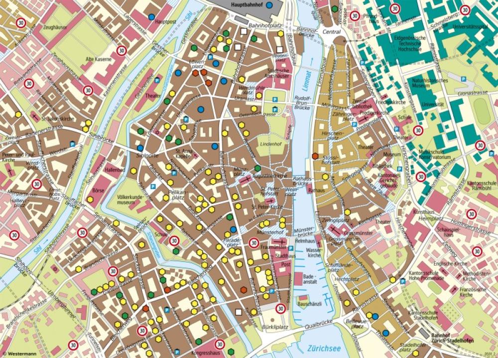 Bild der Karte Zürich-City - Finanz- und Dienstleistungszentrum - Schweiz - Zürich