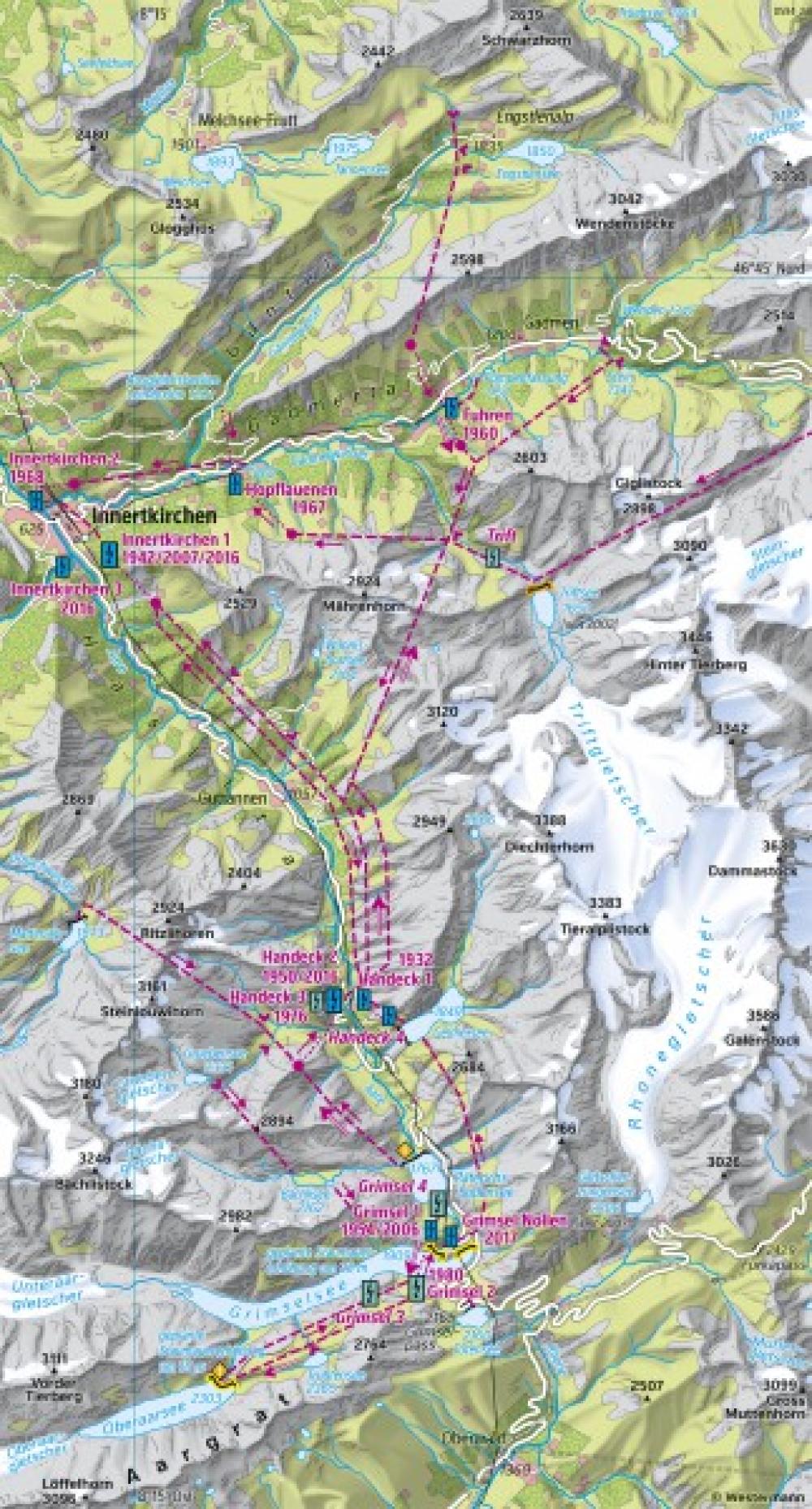 Bild der Karte Grimselpass - Energielandschaft - Schweiz - Vergletscherung