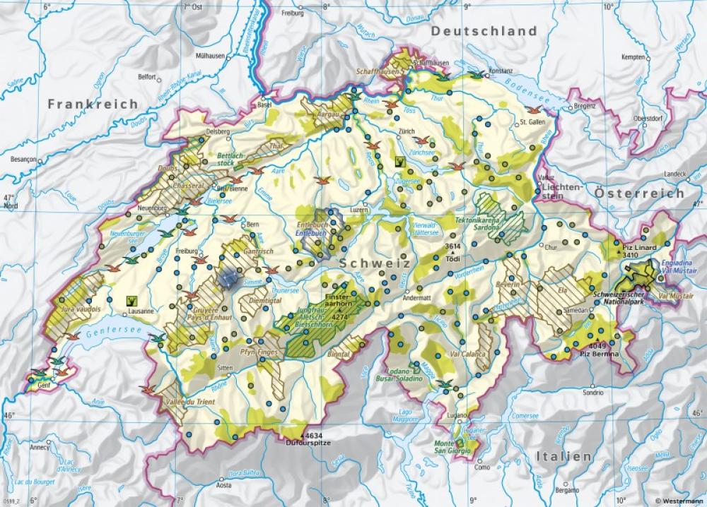 Bild der Karte Schweiz - Schutzgebiete - Schweiz - Naturschutz und Naturgefahren