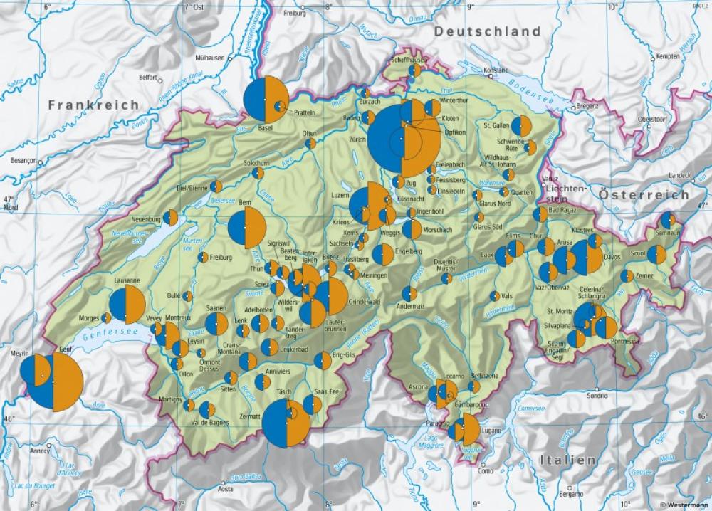 Bild der Karte Schweiz - Tourismusgemeinden - Schweiz - Tourismus