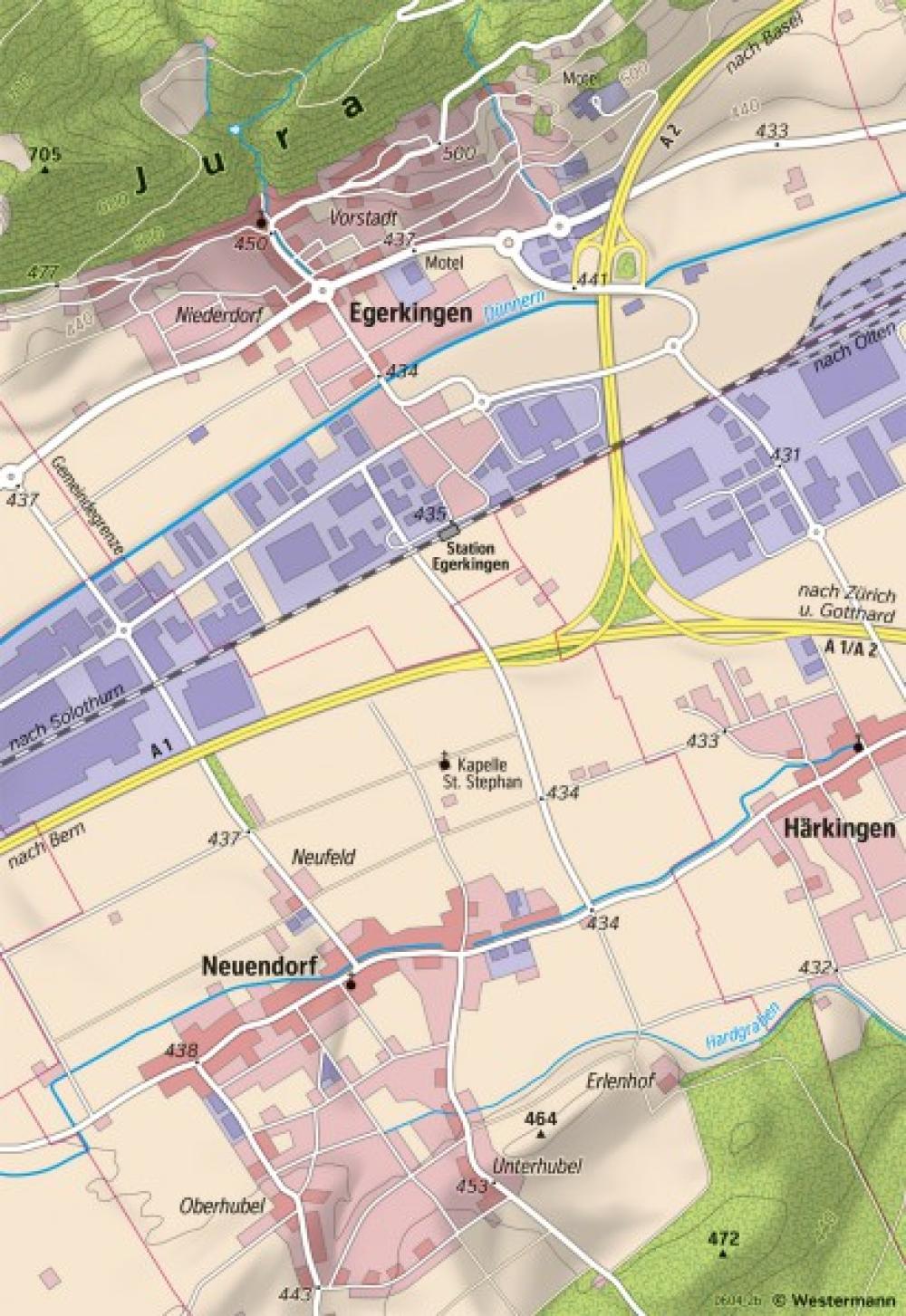 Bild der Karte Egerkingen - Ortsentwicklung in verkehrsgünstiger Lage - 2023 - Schweiz - Landschaftswandel und Erreichbarkeit