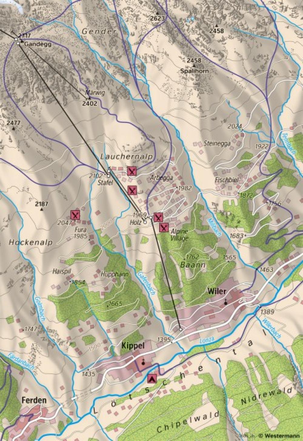 Bild der Karte Kippel - Stadtfernes Dorf - 2023 - Schweiz - Landschaftswandel und Erreichbarkeit