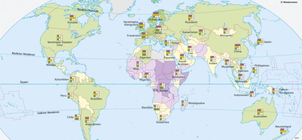 Bild der Karte Erde - Ziele für nachhaltige Entwicklung (SDGs) - Erde - Globalisierte Welt und Nachhaltigkeit
