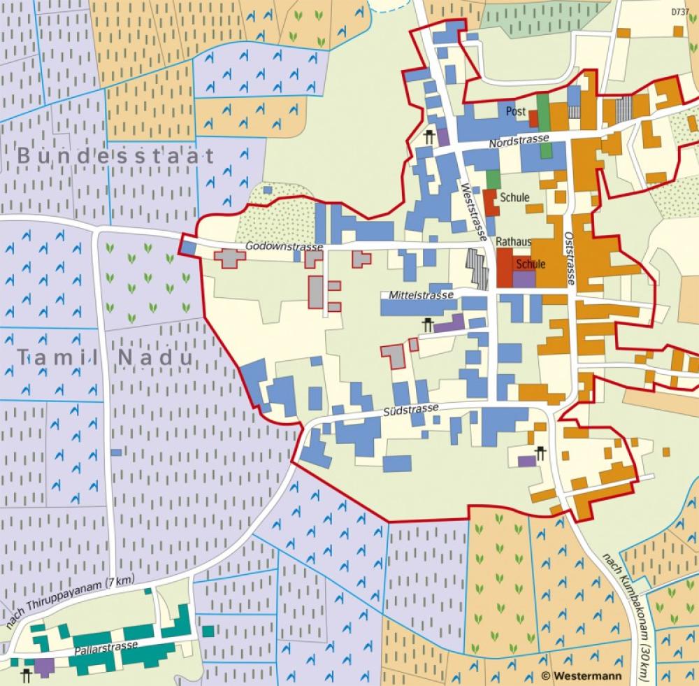 Bild der Karte Kaveridelta (Indien) - Dorfgemeinschaft - Südasien - Raumstrukturen