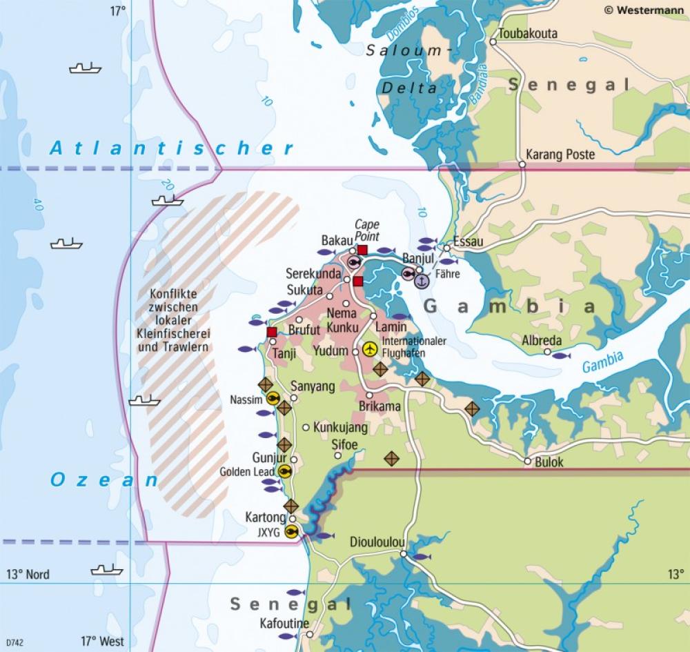 Bild der Karte Gambia - Fischfang - Afrika und Asien - Wirtschaft und Geopolitik