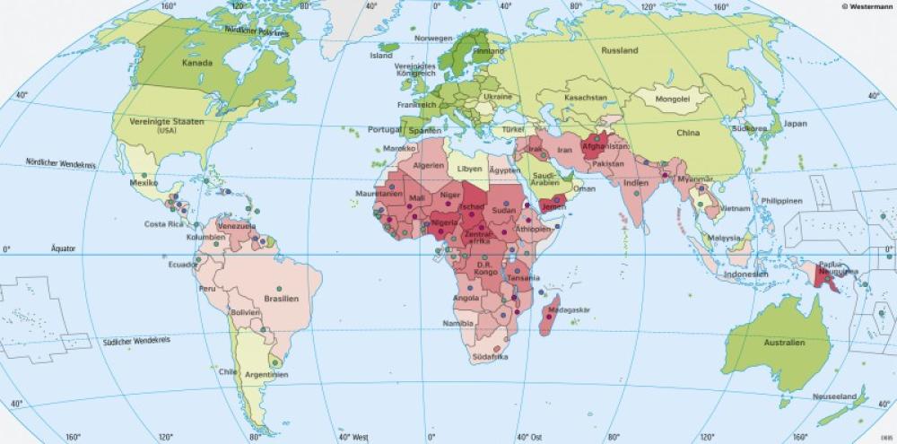 Bild der Karte Erde - Geschlechterungleichheit - Erde - Kultur und Gesellschaft