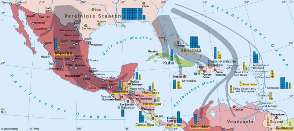 Bild der Karte Mittelamerika - Migration - Mittelamerika - Disparitäten