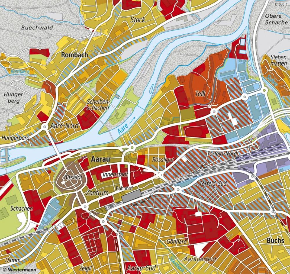 Bild der Karte Aarau - Bauzonenplan (seit 2019) - Schweiz - Industrialisierung