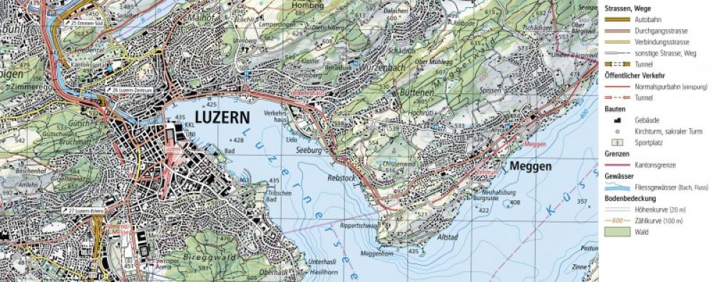 Bild der Karte Luzern und Umgebung - Landeskarte 1 : 50 000 - Kartenlesen - Amtliche Kartenwerke
