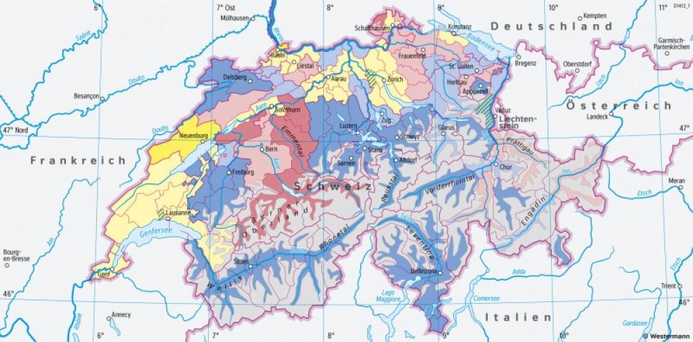 Bild der Karte Schweiz - Religion - Schweiz - Politik und Gesellschaft