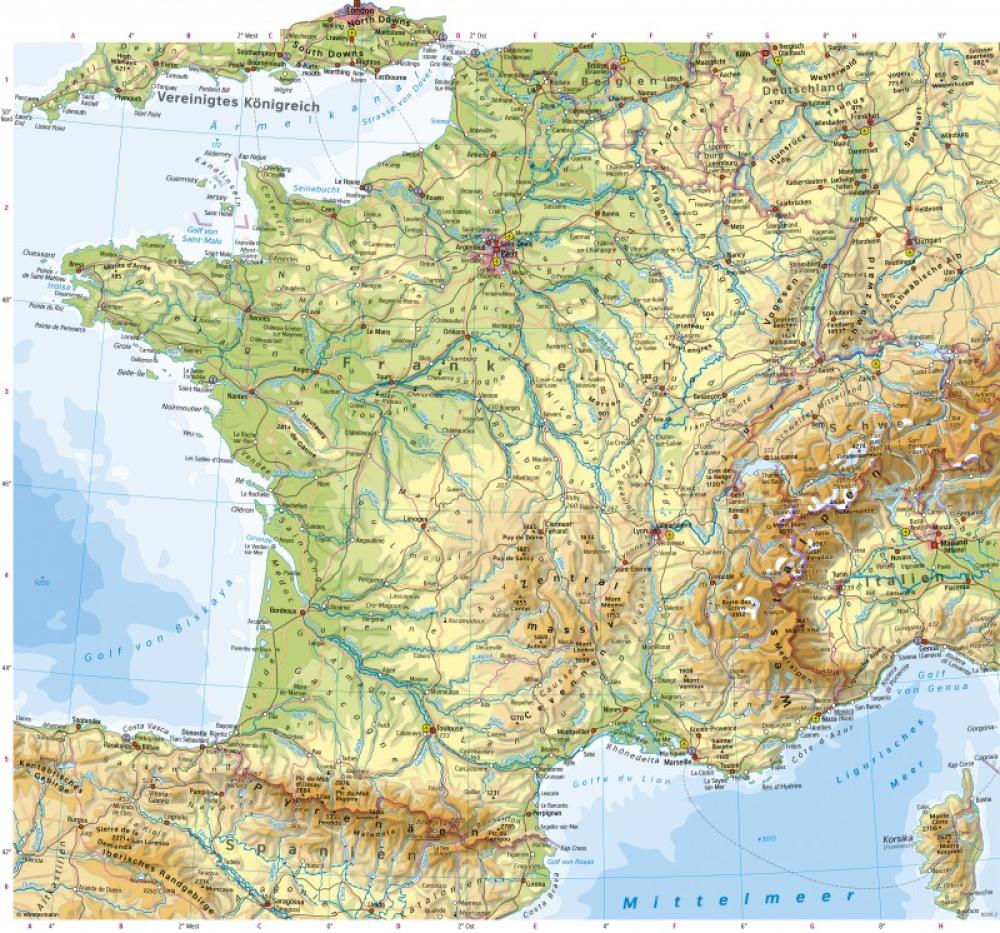 Bild der Karte Frankreich - Physische Karte - Frankreich - Physische Karte
