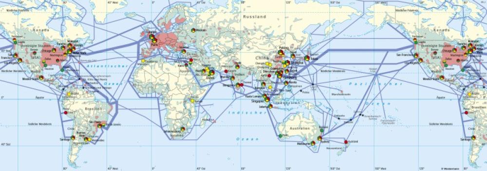 Bild der Karte Global Cities und Kommunikation - Erde - Erde - Globalisierung