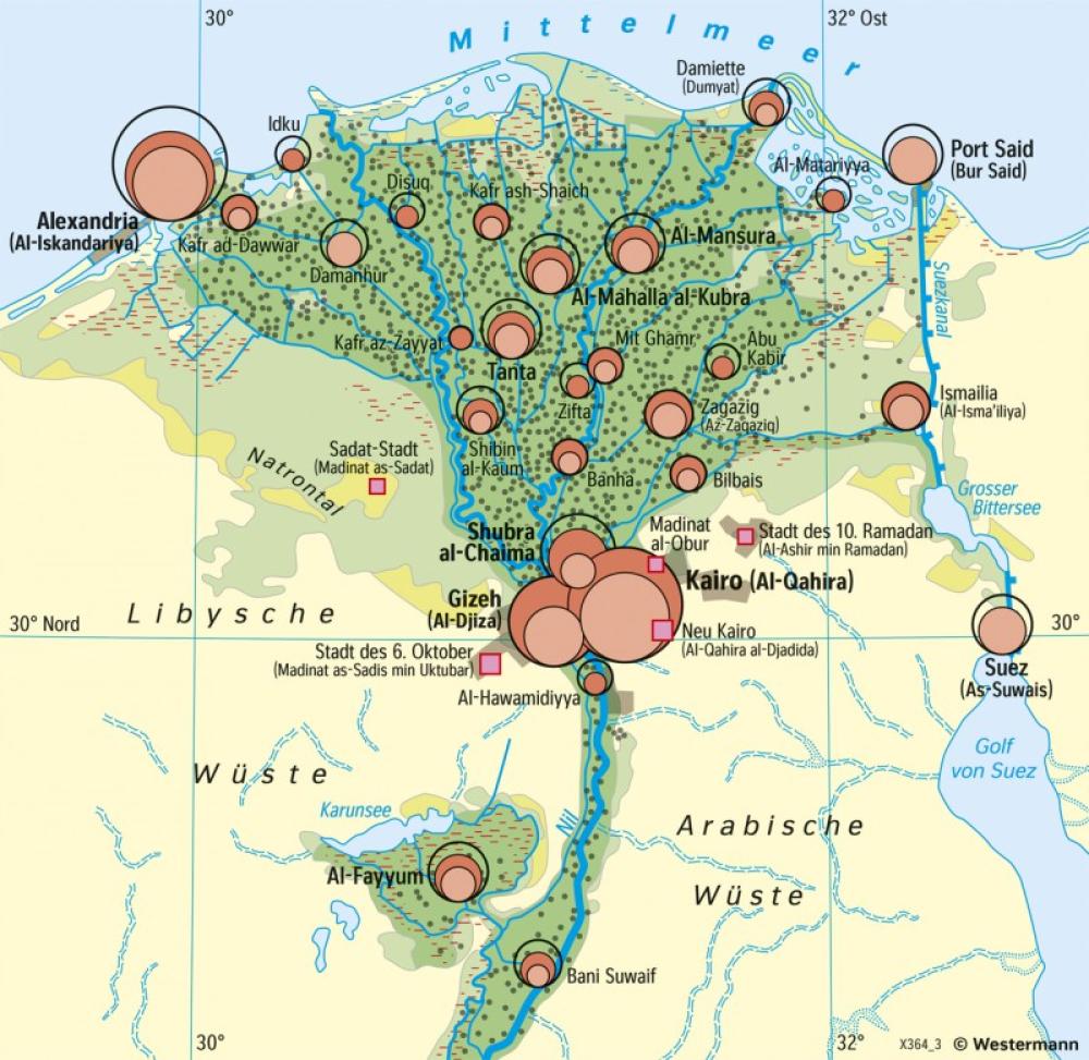 Bild der Karte Unterägypten - Bevölkerung - Afrika - Bevölkerung und Wirtschaft