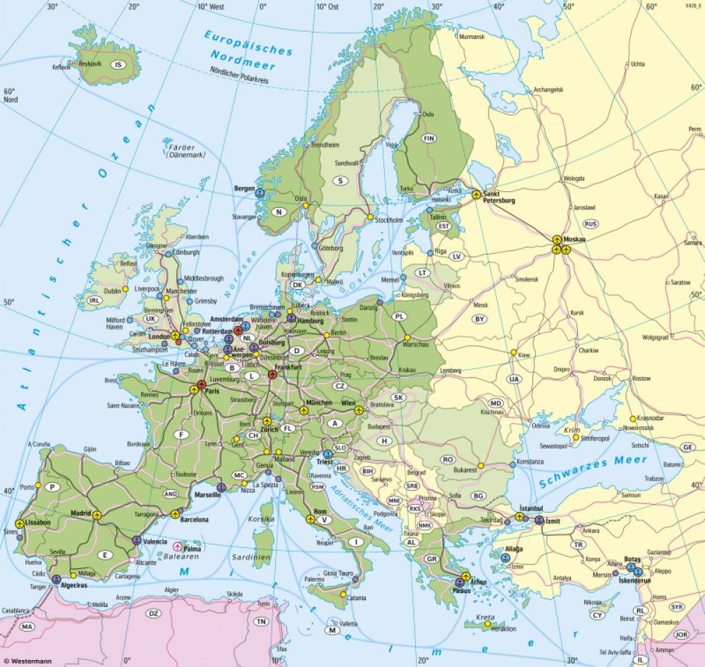Bild der Karte Europa - Verkehr - Europa - Verkehr und Tourismus