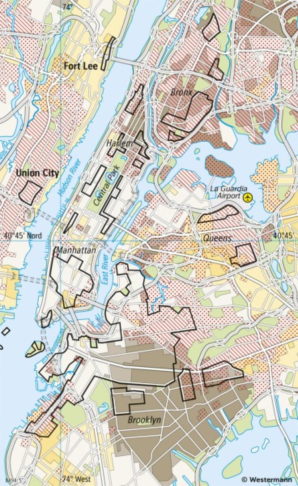 Bild der Karte New York - Kulturgeprägte Wohngebiete - USA - Global Cities