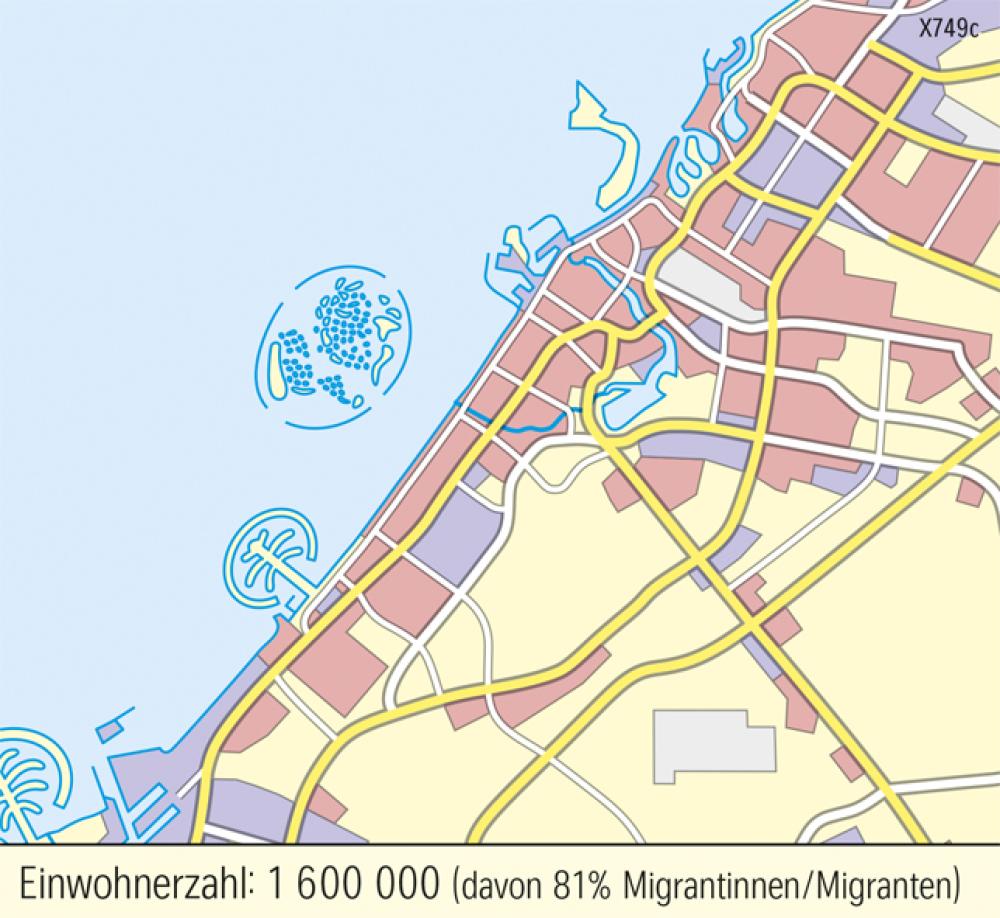 Bild der Karte Dubai - Stadtwachstum - 2008 - Naher und Mittlerer Osten - Siedlung in der Wüste