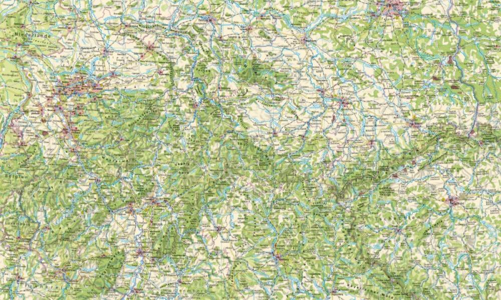 Bild der Karte Deutschland (mittlerer Teil) - Landschaften - Deutschland (mittlerer Teil) - Landschaften