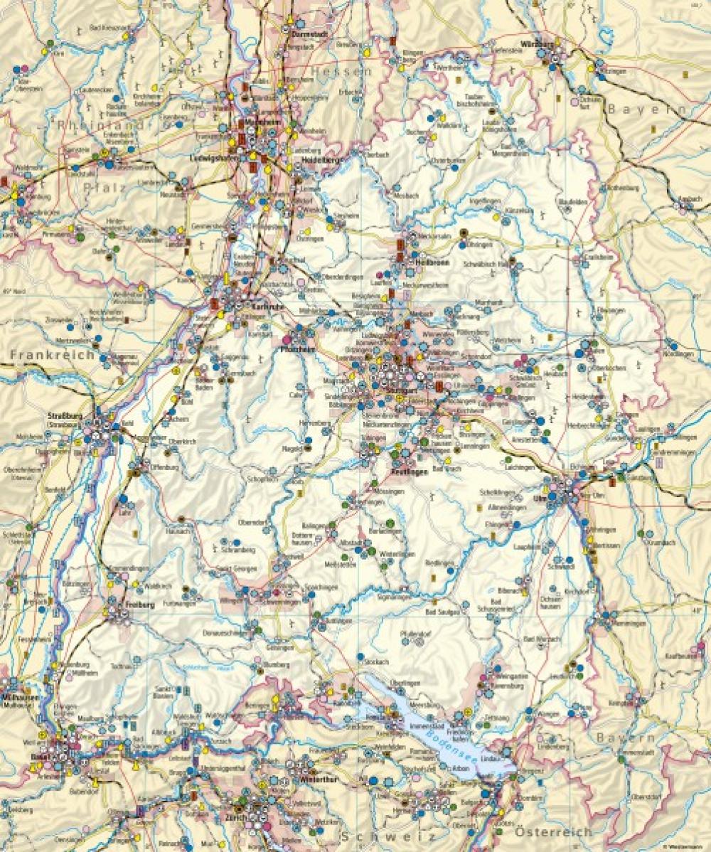 Bild der Karte Baden-Württemberg - Wirtschaft und Verkehr - Baden-W&#252;rttemberg - Wirtschaft und Verkehr