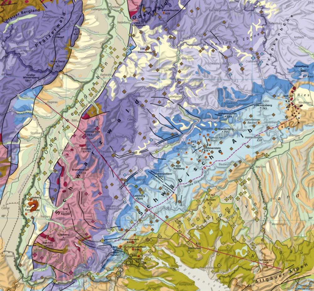 Bild der Karte Baden-Württemberg - Geologische Übersicht - Baden-W&#252;rttemberg - Geologie