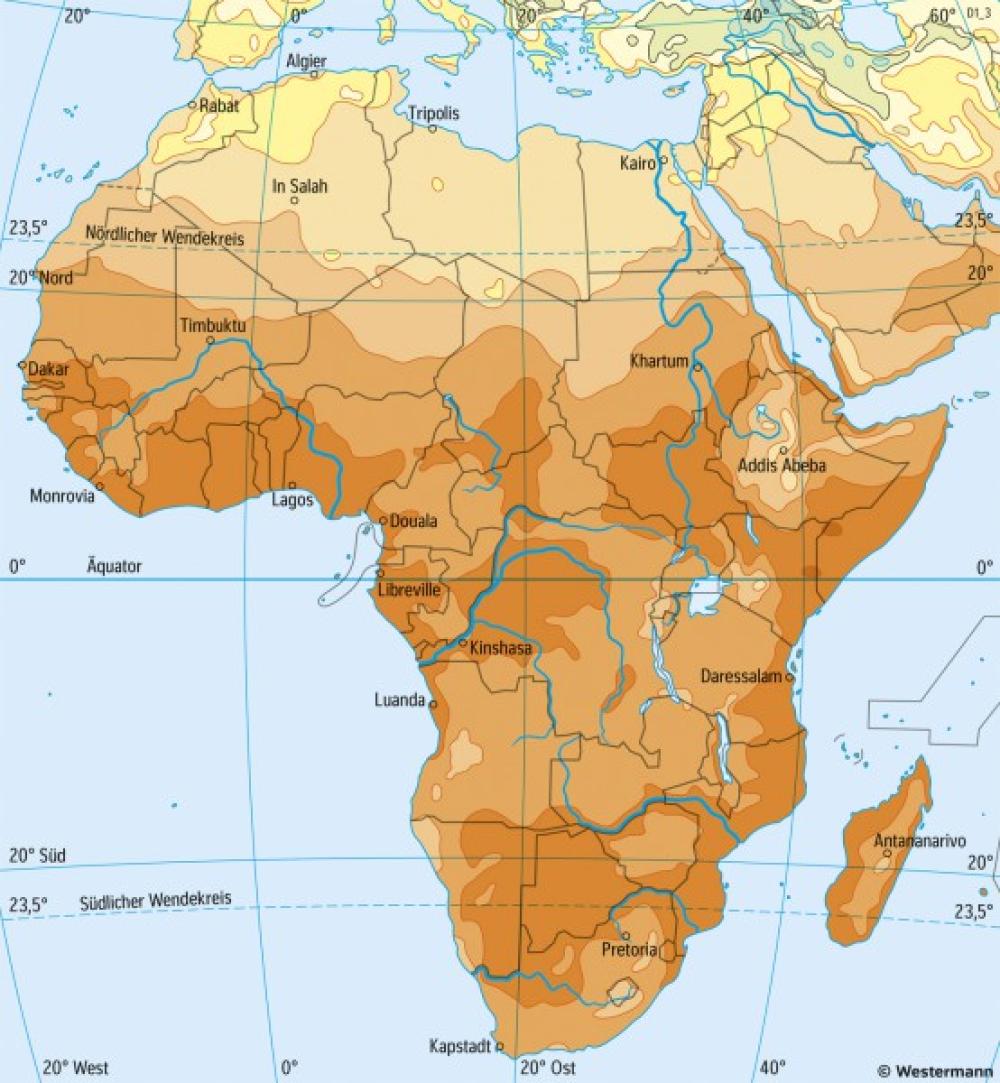 Bild der Karte Afrika - Temperaturen im Januar - Afrika - Landwirtschaft und Klima
