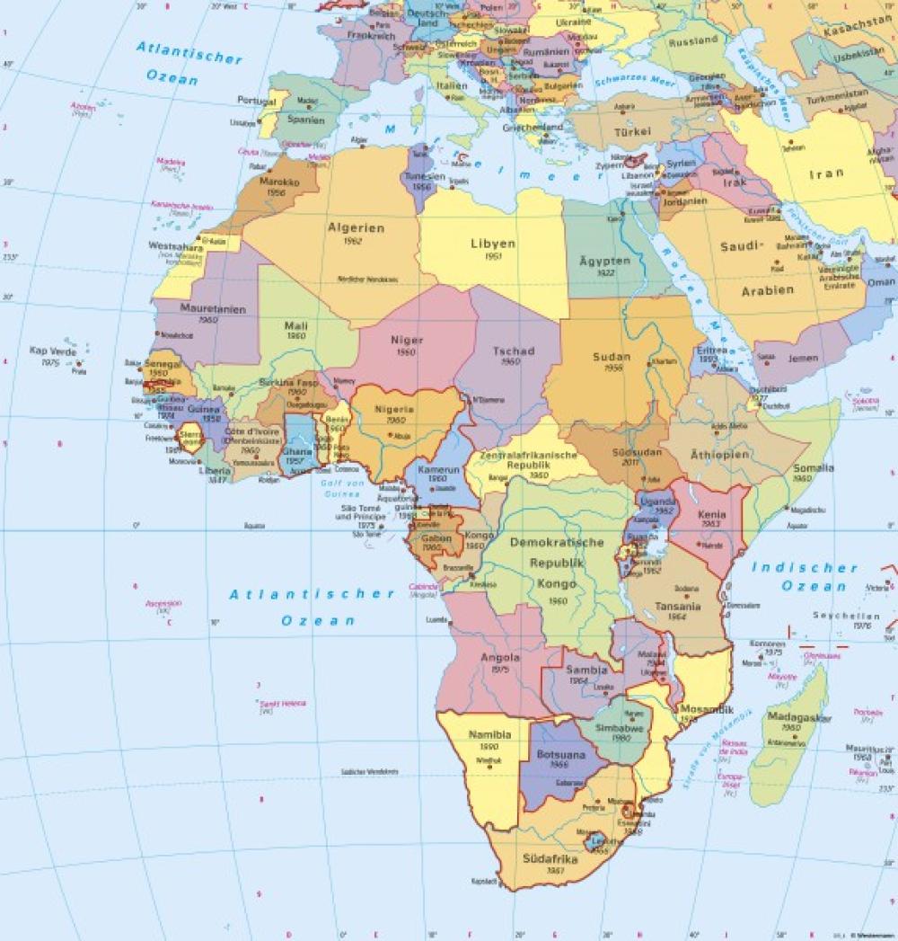 Bild der Karte Afrika - Staaten heute - Afrika - Staaten und Bev&#246;lkerung