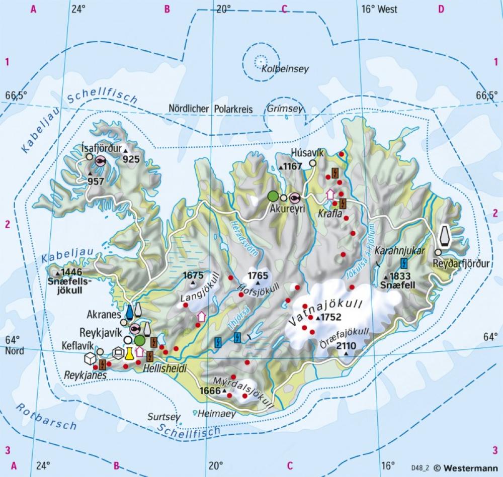 Bild der Karte Island - Wirtschaft - Skandinavien, Baltikum - Wirtschaft und Umwelt