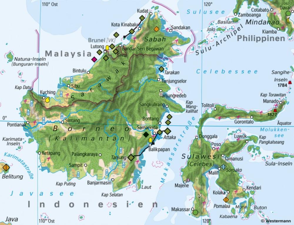 Bild der Karte Borneo - Wirtschaft und Umwelt 1980 - S&#252;dostasien - Wirtschaft und Umwelt