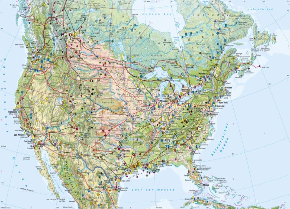 Bild der Karte Vereinigte Staaten von Amerika (USA) - Wirtschaft und Umwelt - Vereinigte Staaten von Amerika (USA) - Wirtschaft und Umwelt