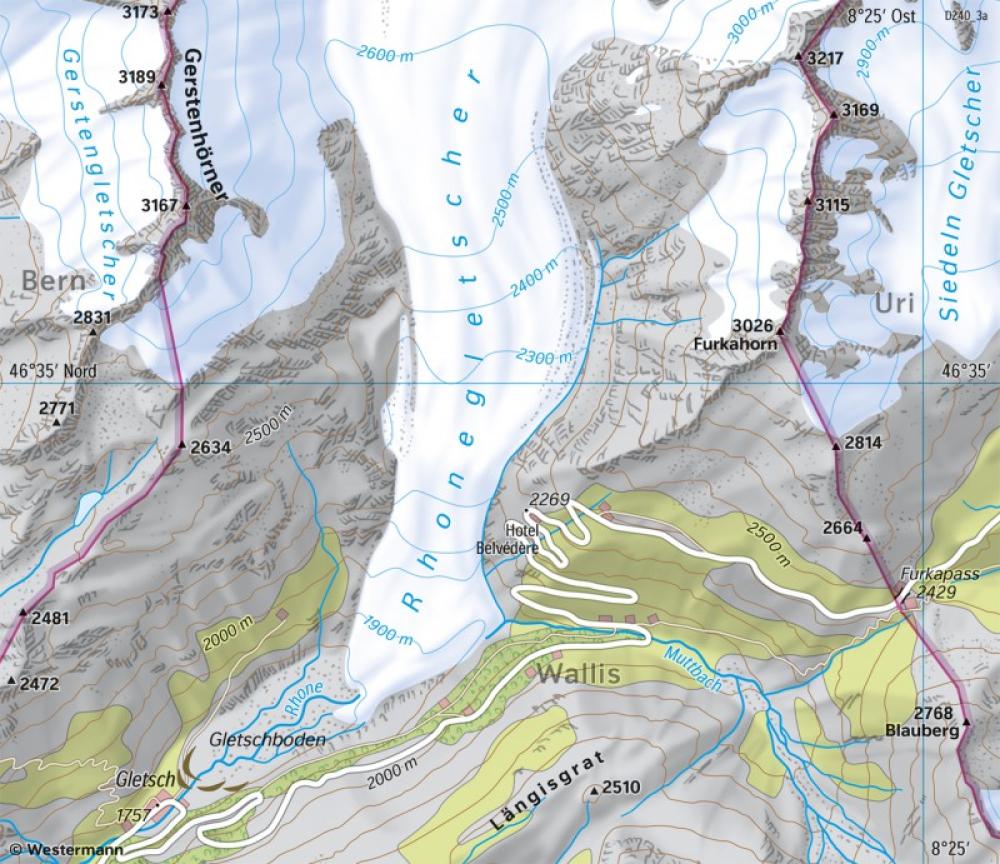Bild der Karte Rhonegletscher (Schweiz) - Gletscherrückzug - 1874 - Europa - Tourismus