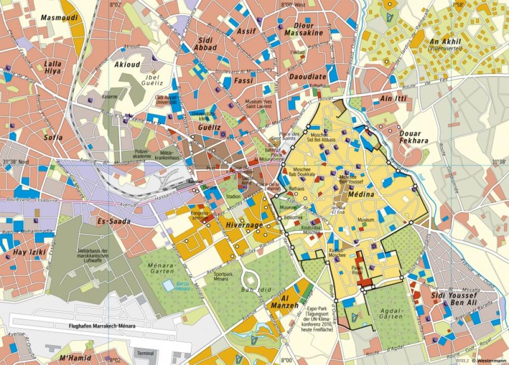 Bild der Karte Marrakech (Marokko) - Flächenhafter Denkmalschutz - Afrika - Welterbe