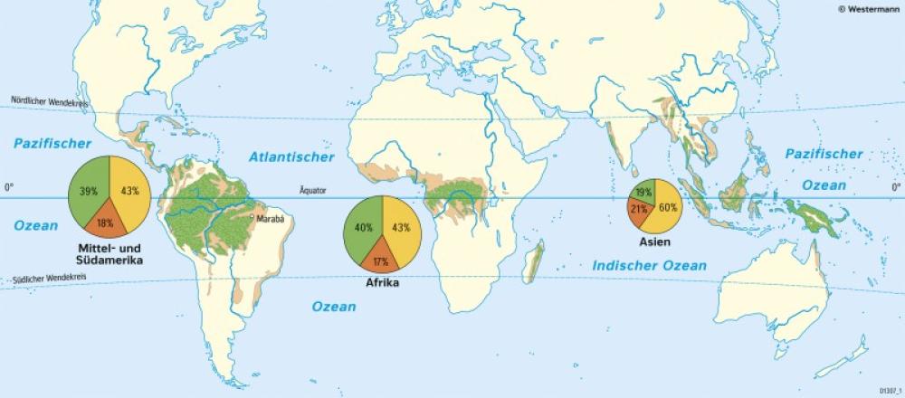 Bild der Karte Erde - Rückgang tropischer Regenwälder - Erde - Tropische Regenw&#228;lder