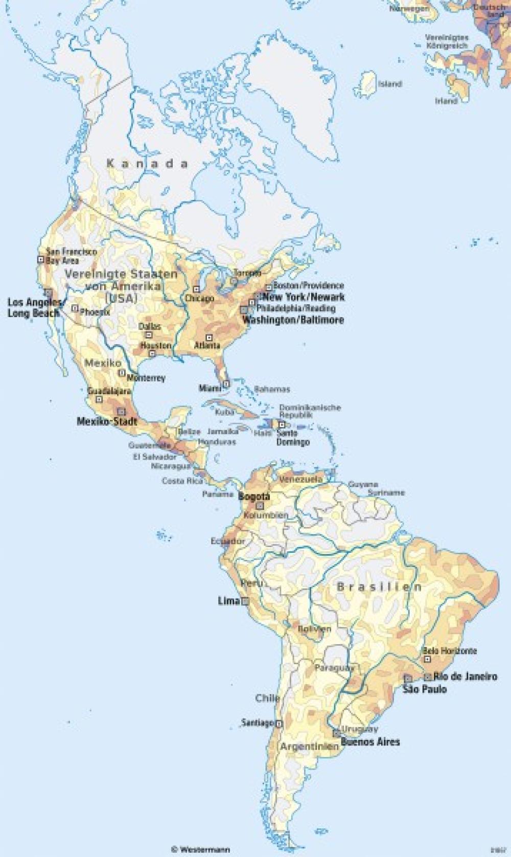 Bild der Karte Amerika - Bevölkerung - Amerika - Wirtschaft und Bevölkerung