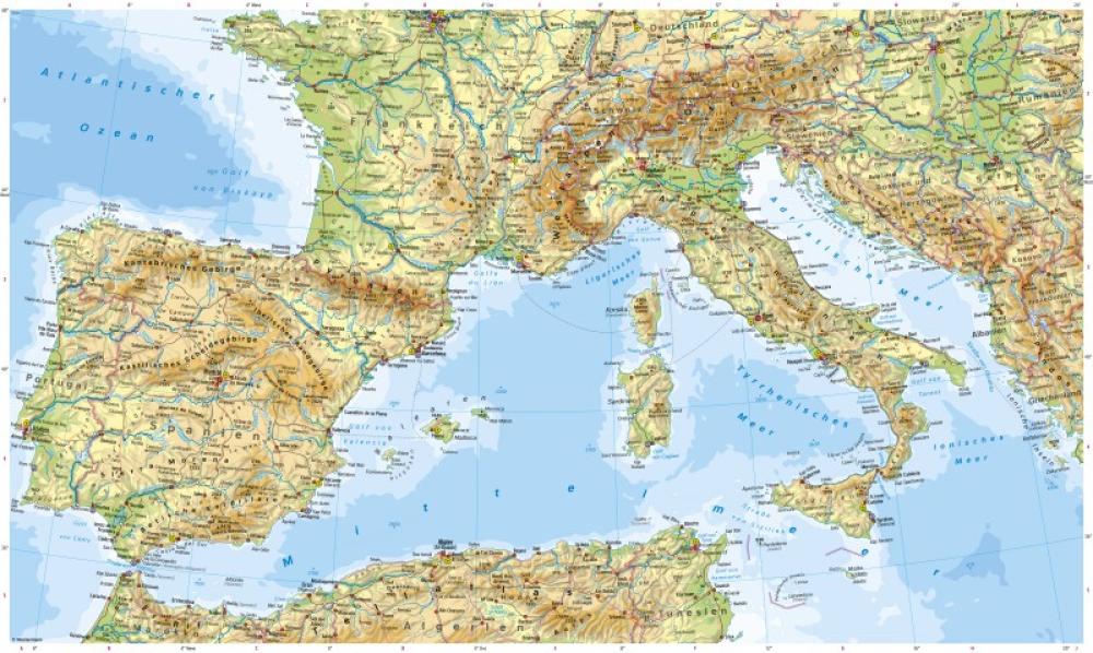Bild der Karte Südwesteuropa - Physische Karte - S&#252;dwesteuropa - Physische Karte