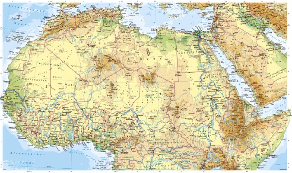Nördliches Afrika - Physische Karte