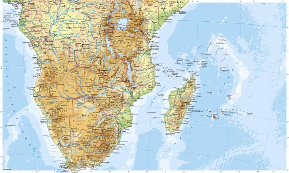 Südliches Afrika - Physische Karte