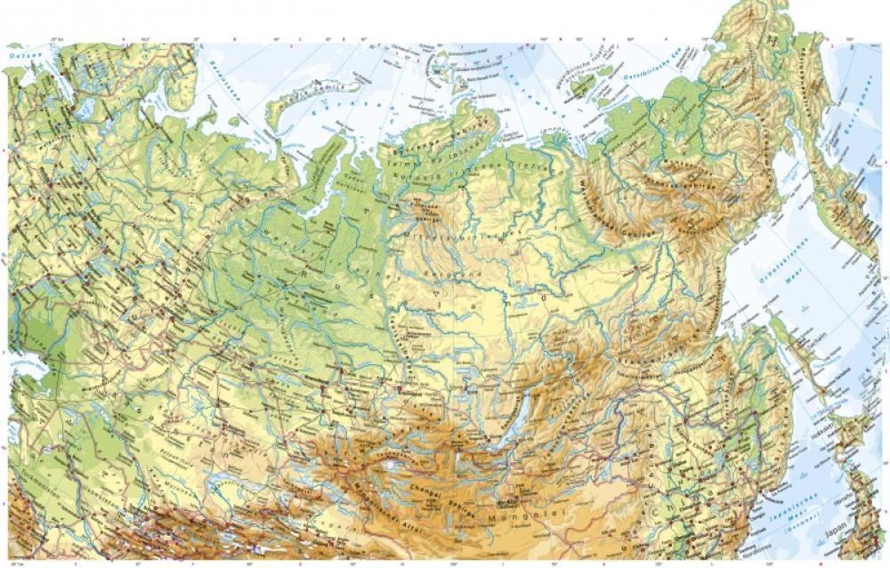Nordasien - Physische Karte