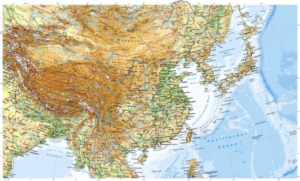 Ostasien - Physische Karte