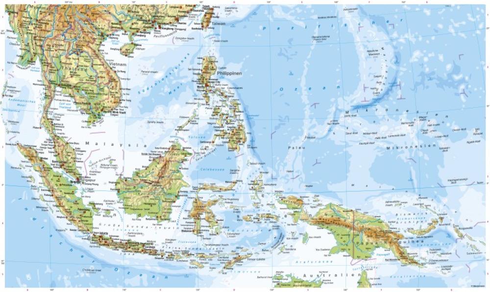 Südostasien - Physische Karte