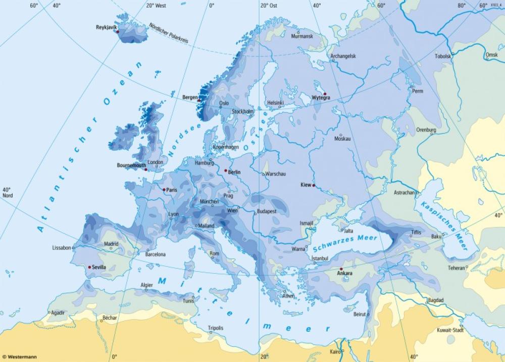 Bild der Karte Europa - Niederschläge im Jahr - Europa - Klima