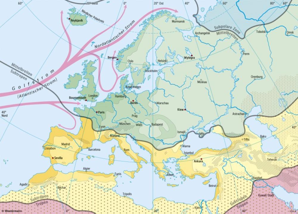 Bild der Karte Europa - Klimazonen - Europa - Klima