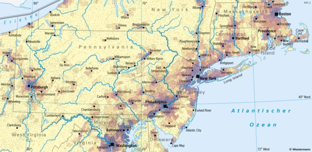 Bild der Karte BosWash (USA) - Städteband - New York (USA) - Megastadt