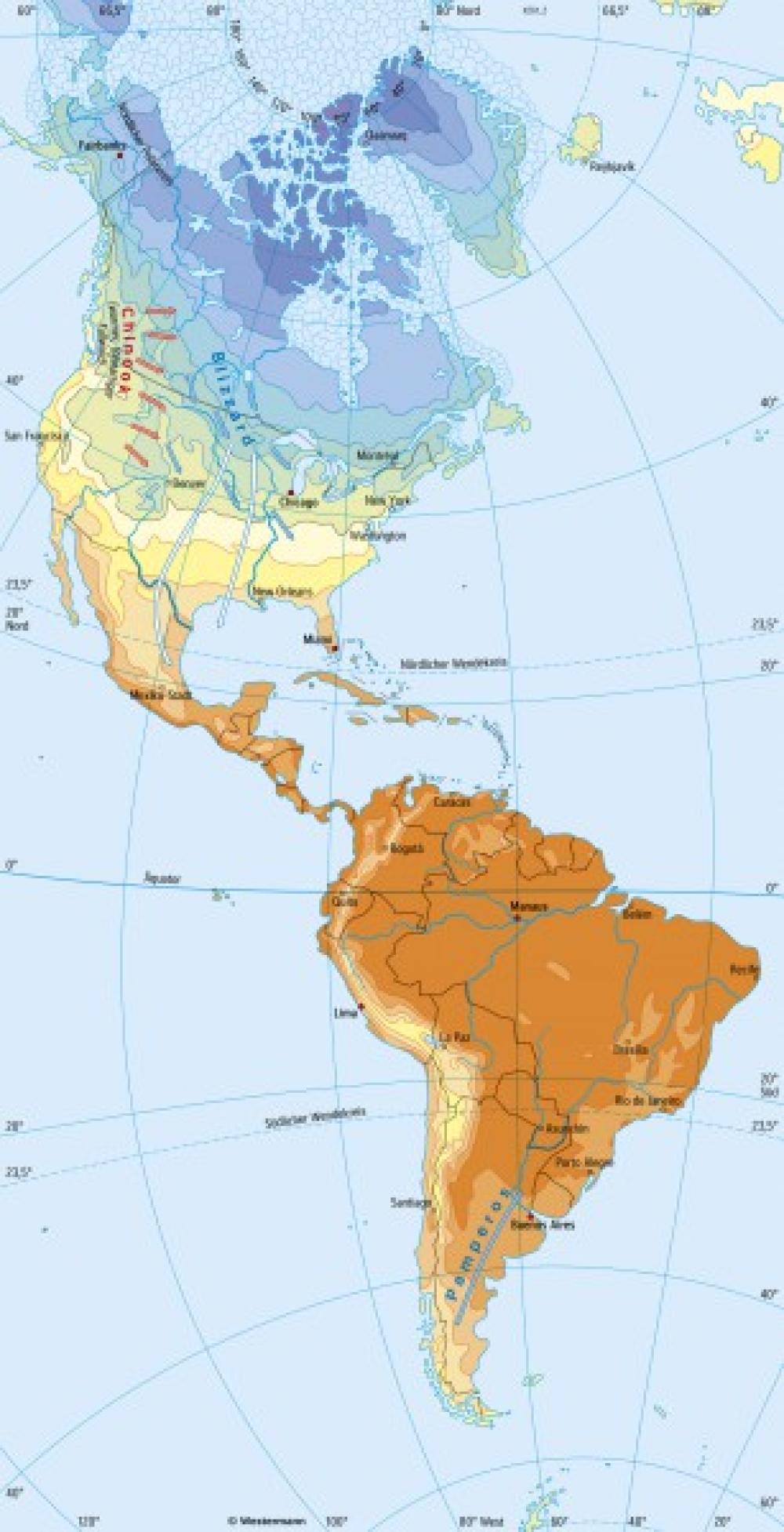 Bild der Karte Amerika - Temperaturen im Januar - Amerika - Klima