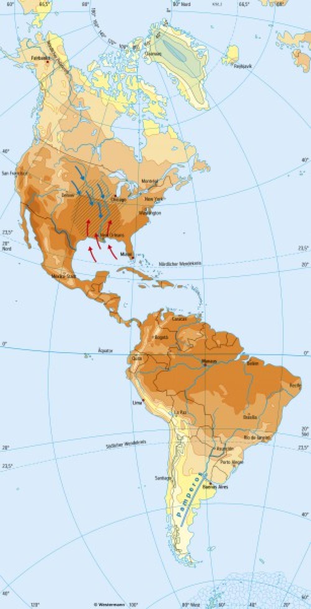 Bild der Karte Amerika - Temperaturen im Juli - Amerika - Klima