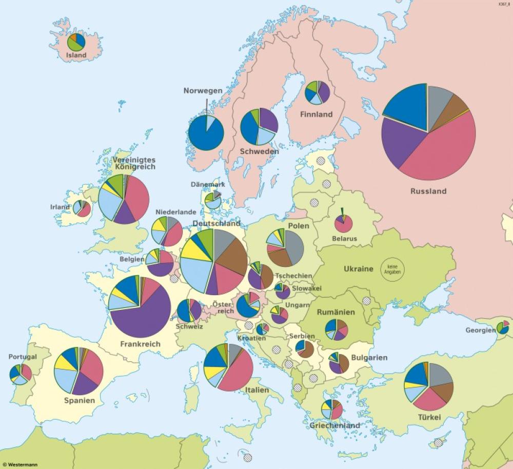 Bild der Karte Europa - Stromerzeugung und -verbrauch - Europa - Energie