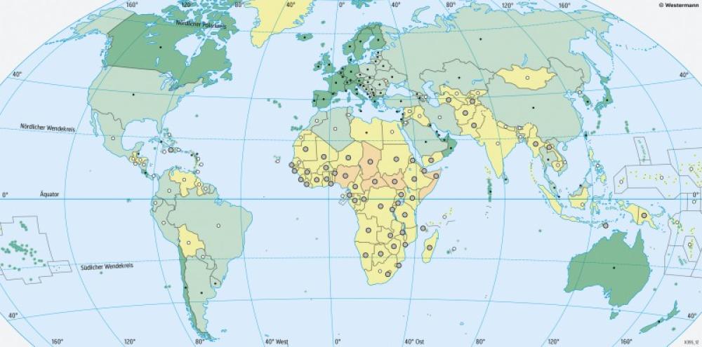 Bild der Karte Erde - Lebenserwartung - Erde - Entwicklungsstand