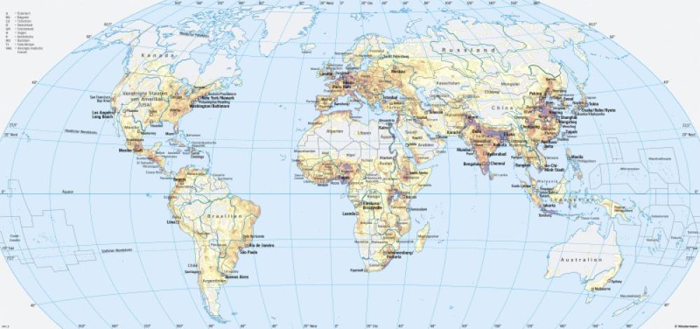 Bild der Karte Erde - Bevölkerungsverteilung - Erde - Bev&#246;lkerung