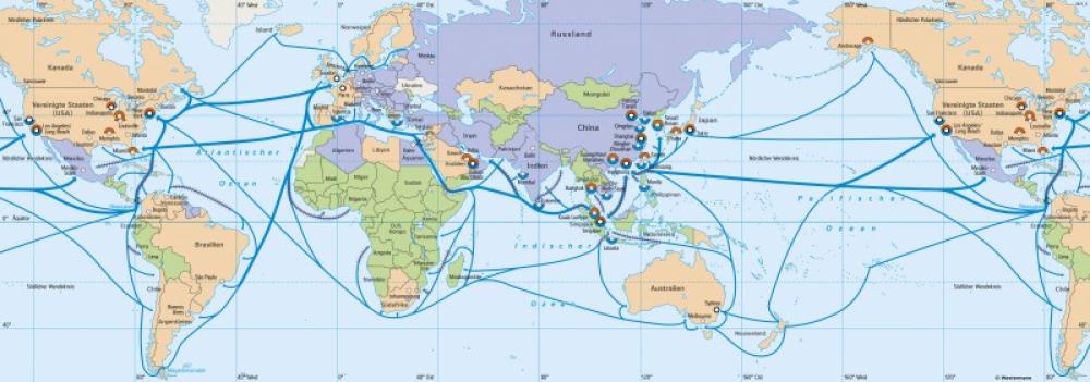 Bild der Karte Globalisierte Wirtschaft - Erde - Erde - Wirtschaft und Rohstoffhandel