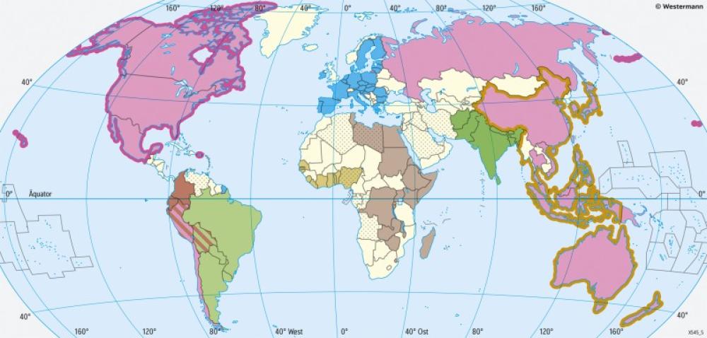Bild der Karte Erde - Wirtschaftsbündnisse - Erde - Staaten und B&#252;ndnisse
