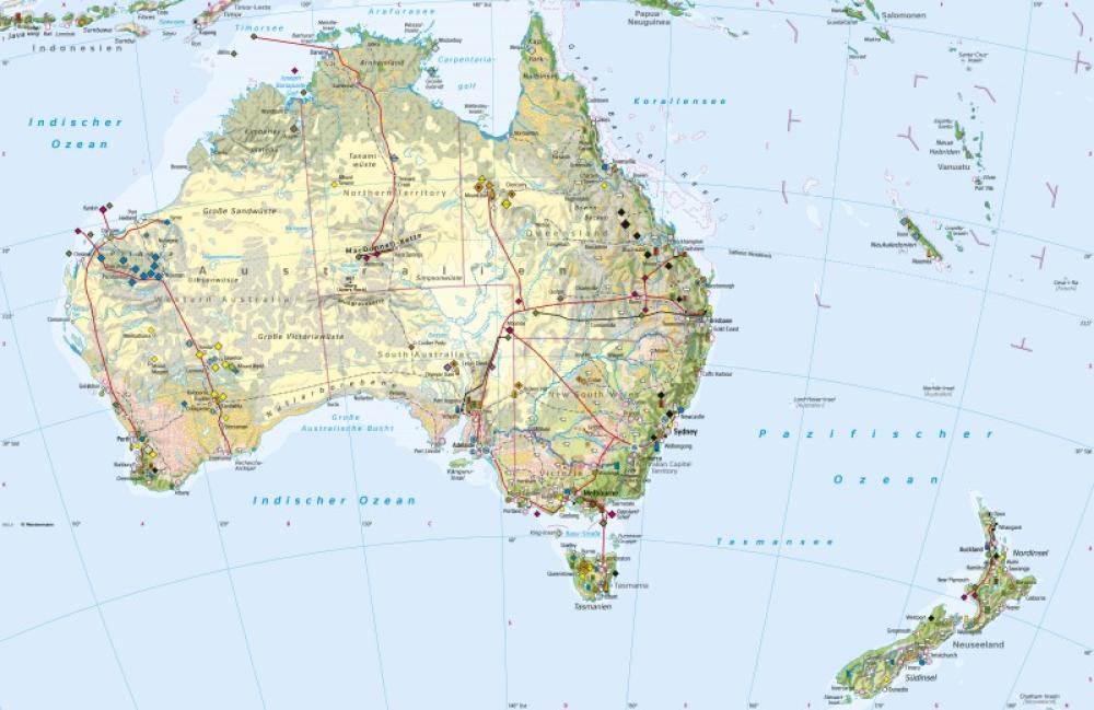 Bild der Karte Australien, Neuseeland - Wirtschaft und Umwelt - Australien, Neuseeland - Wirtschaft und Umwelt