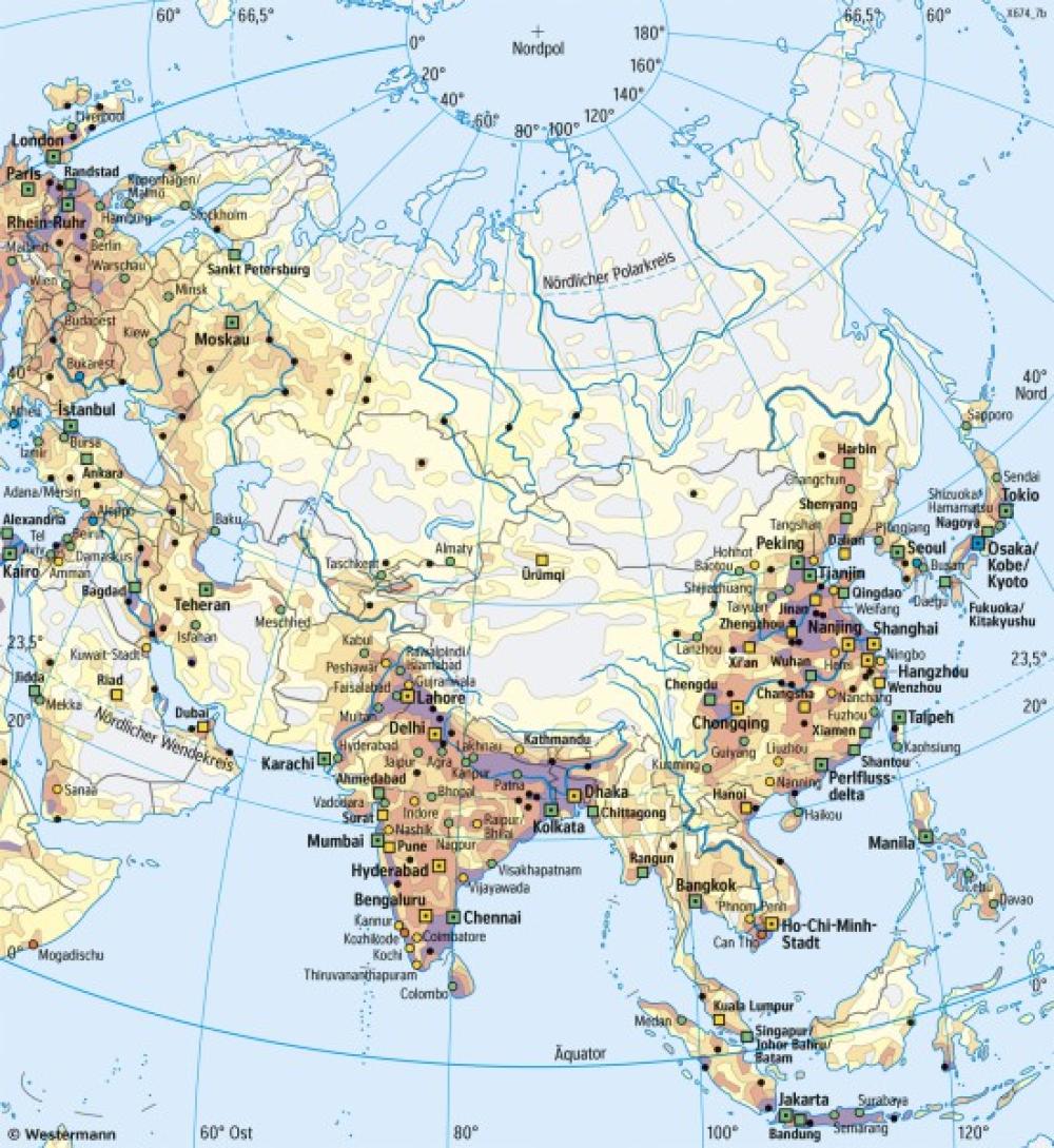 Bild der Karte Asien - Bevölkerungsverteilung - Asien - Staaten und Bev&#246;lkerung